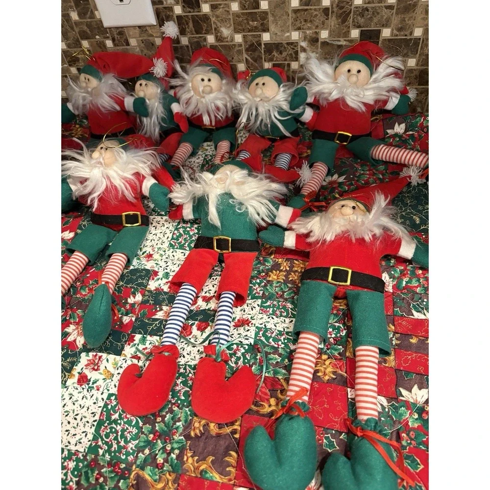 Vintage Christmas Flocked Santa  pixie doll 10